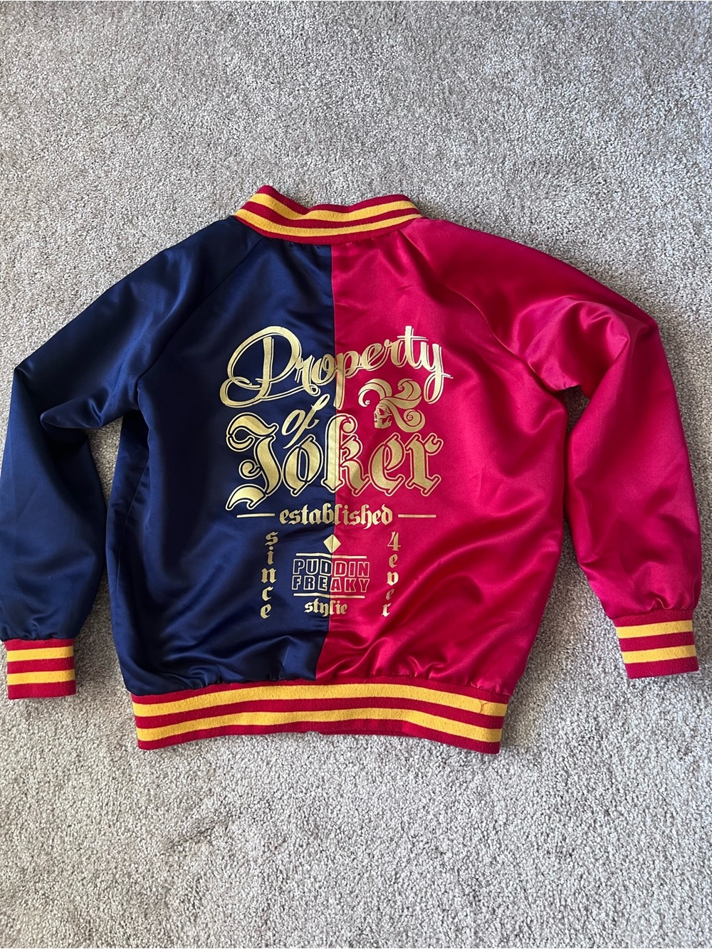 Bioworld Suicide Squad Harley Quinn Property of Joker Satin Bomber Jacket